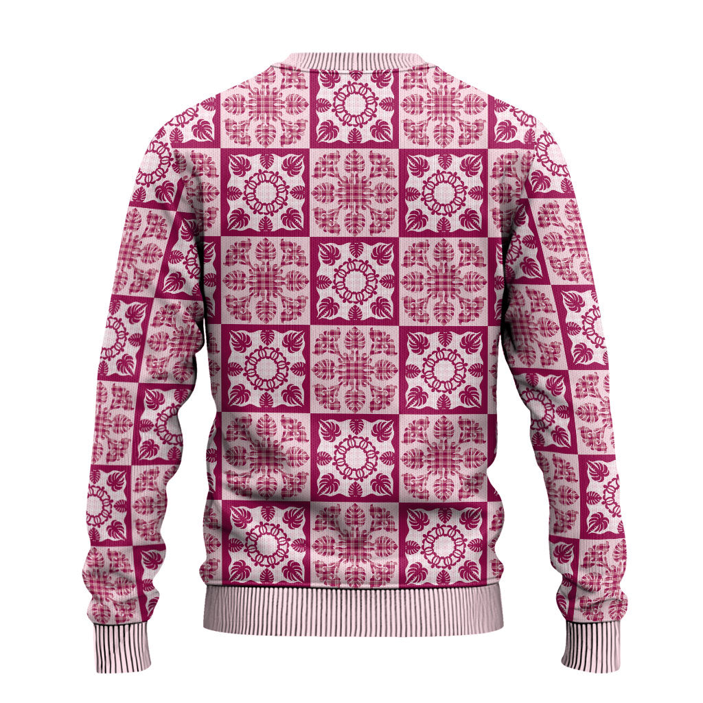 Akala Palaka Quilt Hawaii Ugly Christmas Sweater Hawaiian Tropical Monstera Sea Turtle LT14 - Polynesian Pride