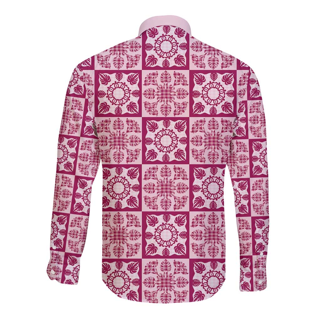 Akala Palaka Quilt Hawaii Long Sleeve Button Shirt Hawaiian Tropical Monstera Sea Turtle LT14 - Polynesian Pride