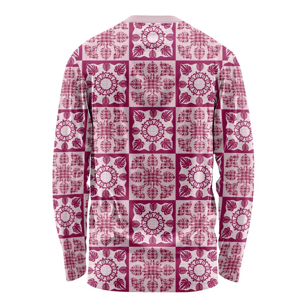 Akala Palaka Quilt Hawaii Long Sleeve Shirt Hawaiian Tropical Monstera Sea Turtle