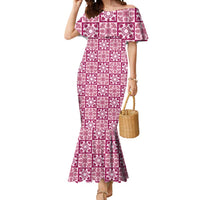 Akala Palaka Quilt Hawaii Mermaid Dress Hawaiian Tropical Monstera Sea Turtle LT14 Women Pink - Polynesian Pride
