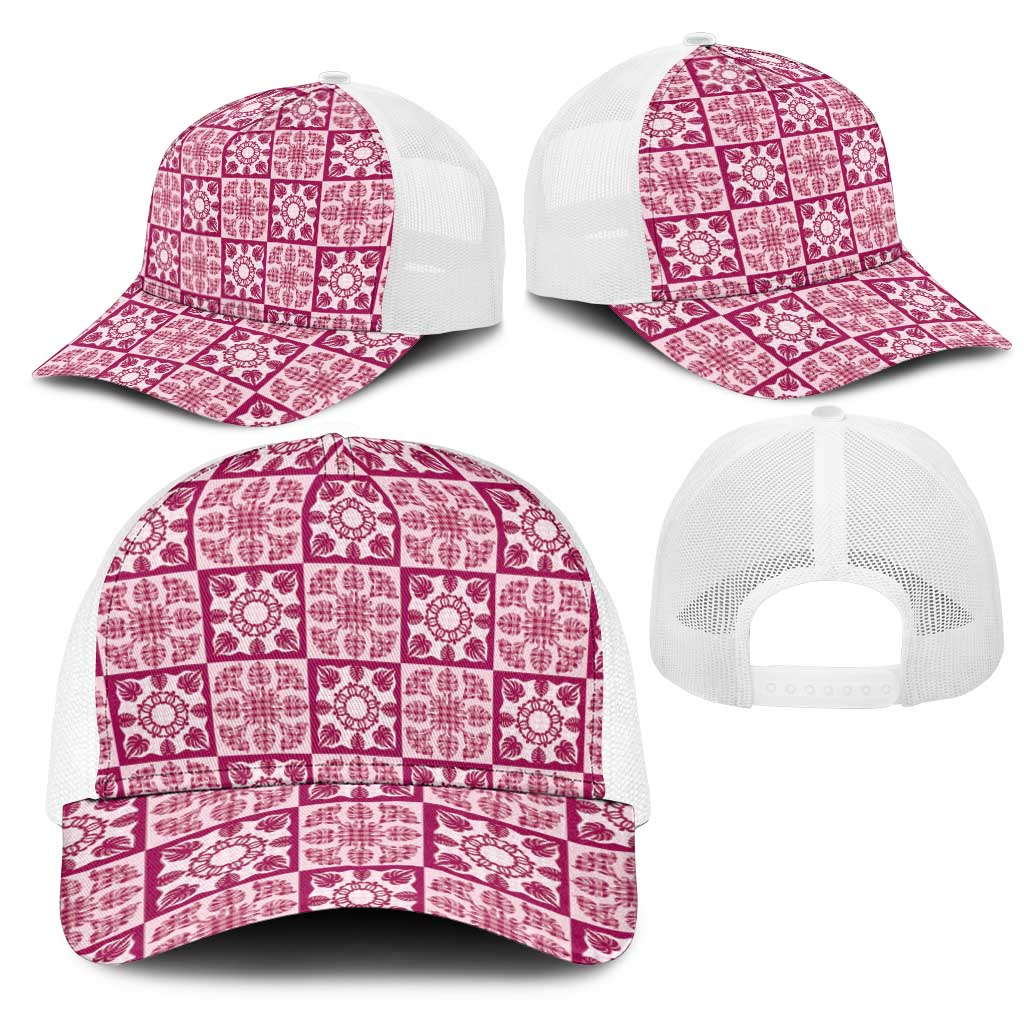 Akala Palaka Quilt Hawaii Mesh Trucker Cap Hawaiian Tropical Monstera Sea Turtle