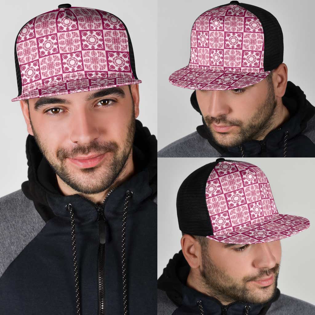 Akala Palaka Quilt Hawaii Mesh Trucker Cap Hawaiian Tropical Monstera Sea Turtle