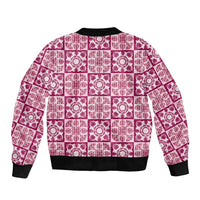 Akala Palaka Quilt Hawaii Sleeve Zip Bomber Jacket Hawaiian Tropical Monstera Sea Turtle