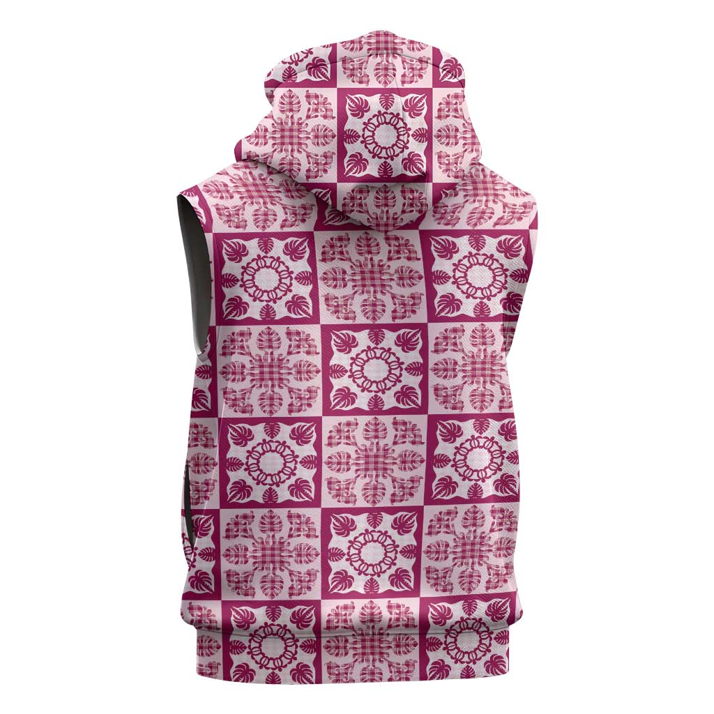 Akala Palaka Quilt Hawaii Sleeveless Hoodie Hawaiian Tropical Monstera Sea Turtle LT14 - Polynesian Pride