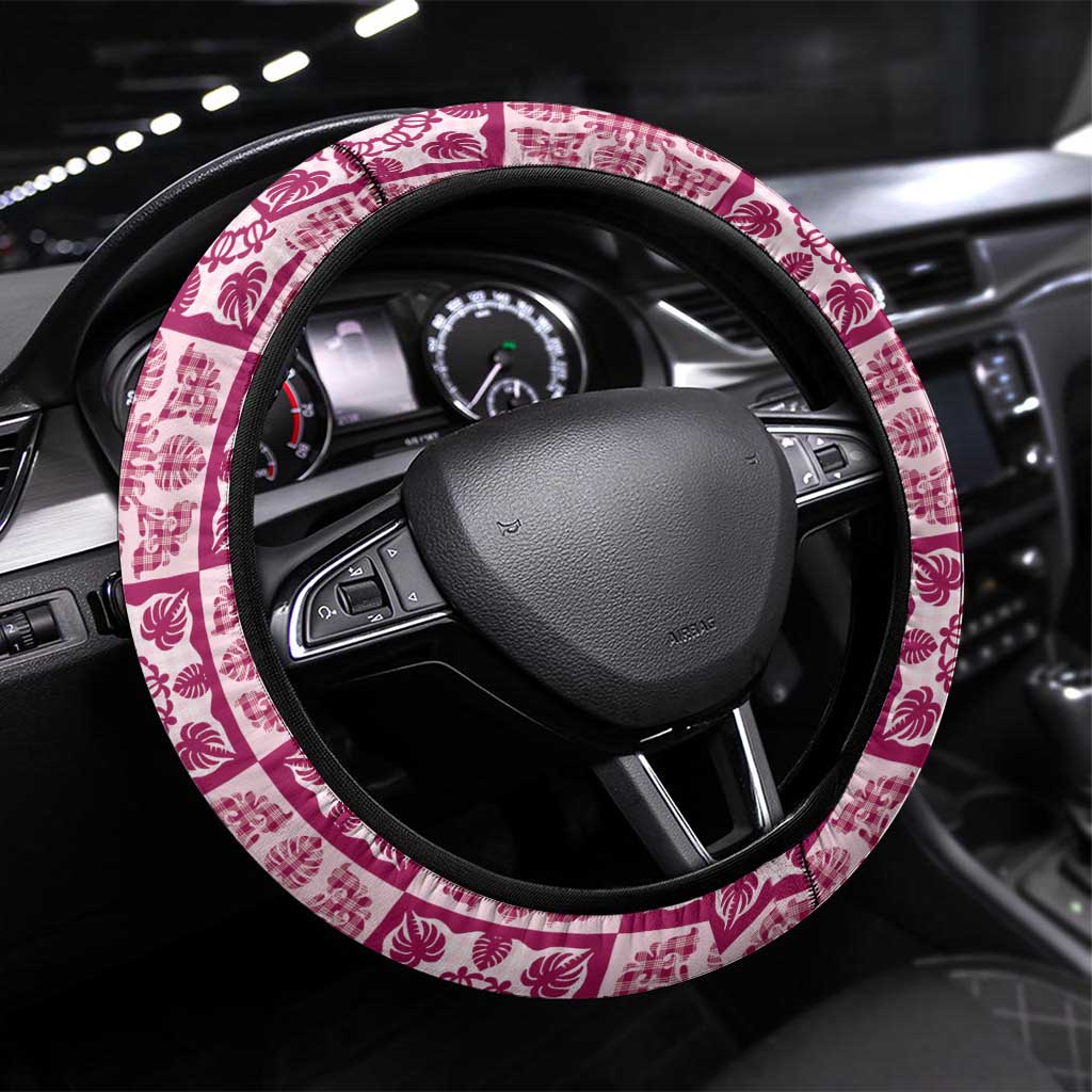 Akala Palaka Quilt Hawaii Steering Wheel Cover Hawaiian Tropical Monstera Sea Turtle