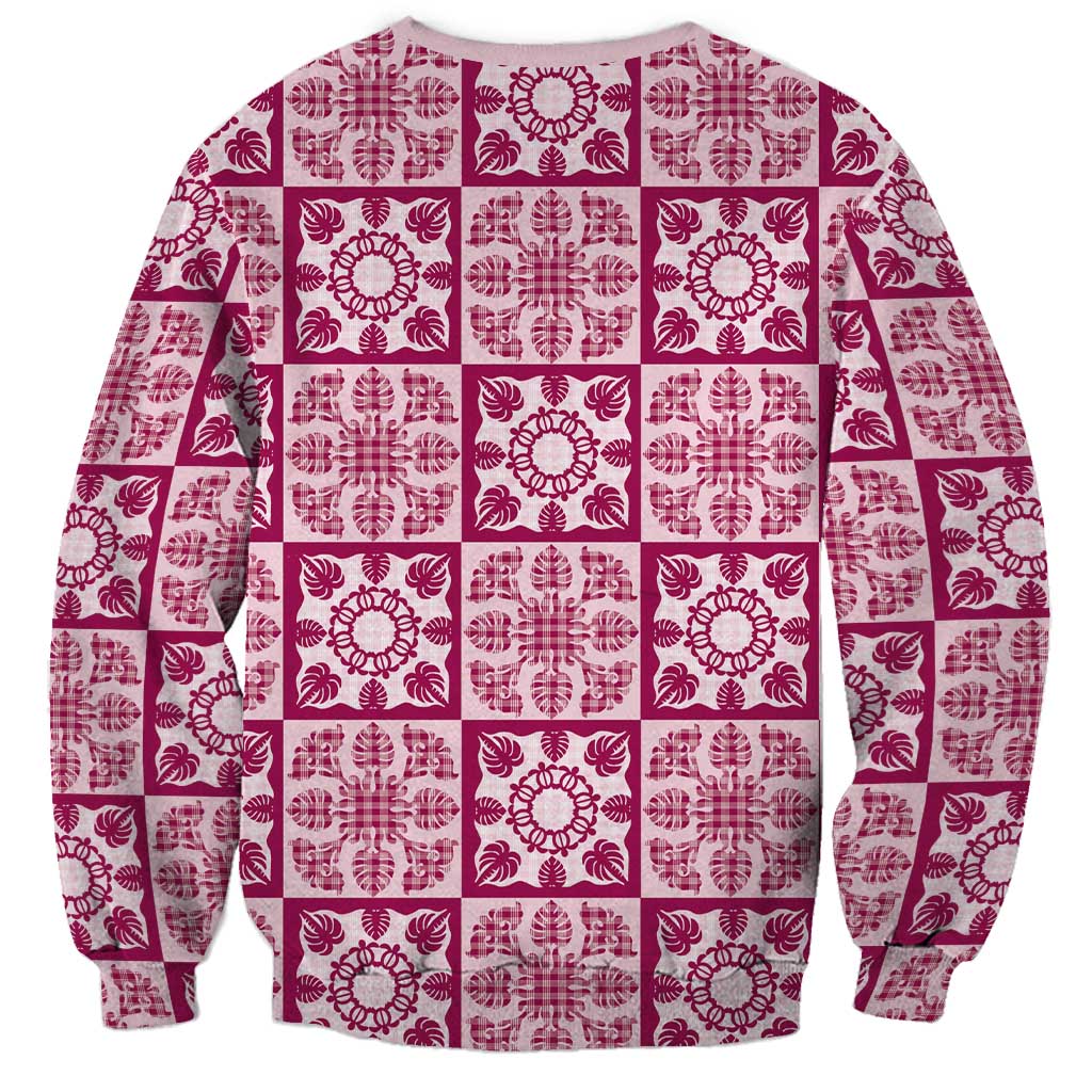 Akala Palaka Quilt Hawaii Sweatshirt Hawaiian Tropical Monstera Sea Turtle