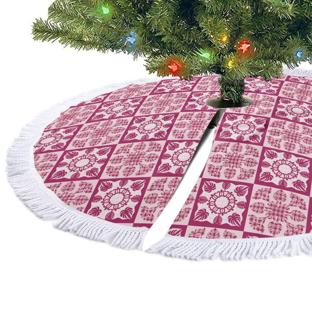 Akala Palaka Quilt Hawaii Tree Skirt Hawaiian Tropical Monstera Sea Turtle LT14 - Polynesian Pride