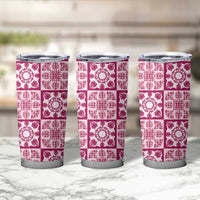 Akala Palaka Quilt Hawaii Tumbler Cup Hawaiian Tropical Monstera Sea Turtle