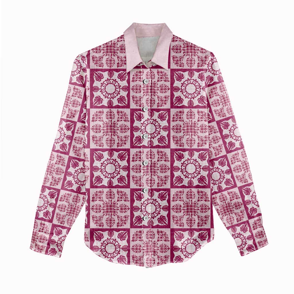Akala Palaka Quilt Hawaii Women Casual Shirt Hawaiian Tropical Monstera Sea Turtle LT14 - Polynesian Pride