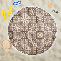 Beige Palaka Quilt Hawaii Beach Blanket Hawaiian Tropical Monstera Sea Turtle LT14 One Size 150cm Beige - Polynesian Pride