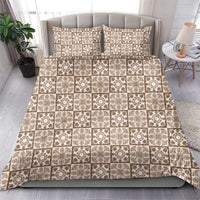 Beige Palaka Quilt Hawaii Bedding Set Hawaiian Tropical Monstera Sea Turtle