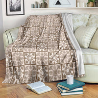 Beige Palaka Quilt Hawaii Blanket Hawaiian Tropical Monstera Sea Turtle