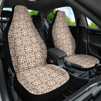 Beige Palaka Quilt Hawaii Car Seat Cover Hawaiian Tropical Monstera Sea Turtle
