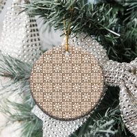 Beige Palaka Quilt Hawaii Ceramic Ornament Hawaiian Tropical Monstera Sea Turtle LT14 - Polynesian Pride