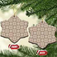 Beige Palaka Quilt Hawaii Ceramic Ornament Hawaiian Tropical Monstera Sea Turtle LT14 Snow Flake Beige - Polynesian Pride