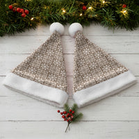 Beige Palaka Quilt Hawaii Christmas Santa Hat Hawaiian Tropical Monstera Sea Turtle LT14 - Polynesian Pride