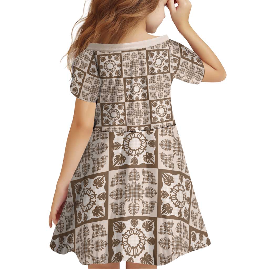 Beige Palaka Quilt Hawaii Family Matching Short Sleeve Bodycon Dress and Hawaiian Shirt Hawaiian Tropical Monstera Sea Turtle