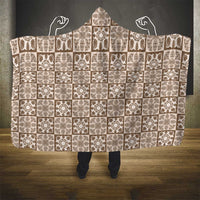 Beige Palaka Quilt Hawaii Hooded Blanket Hawaiian Tropical Monstera Sea Turtle