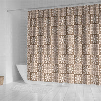 Beige Palaka Quilt Hawaii Shower Curtain Hawaiian Tropical Monstera Sea Turtle