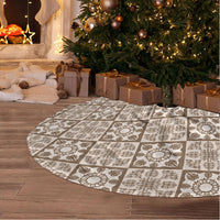 Beige Palaka Quilt Hawaii Tree Skirt Hawaiian Tropical Monstera Sea Turtle LT14 - Polynesian Pride
