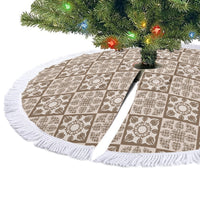 Beige Palaka Quilt Hawaii Tree Skirt Hawaiian Tropical Monstera Sea Turtle LT14 - Polynesian Pride