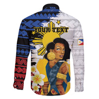 Personalised Philippines Women's Day Family Matching Long Sleeve Bodycon Dress and Hawaiian Shirt Filipino Golden Sun With Polynesian Pattern LT14 - Polynesian Pride