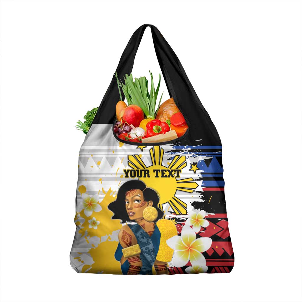 Personalised Philippines Women's Day Grocery Bag Filipino Golden Sun With Polynesian Pattern LT14 1-pack One Size Red - Polynesian Pride