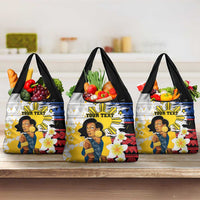 Personalised Philippines Women's Day Grocery Bag Filipino Golden Sun With Polynesian Pattern LT14 3-pack One Size Red - Polynesian Pride
