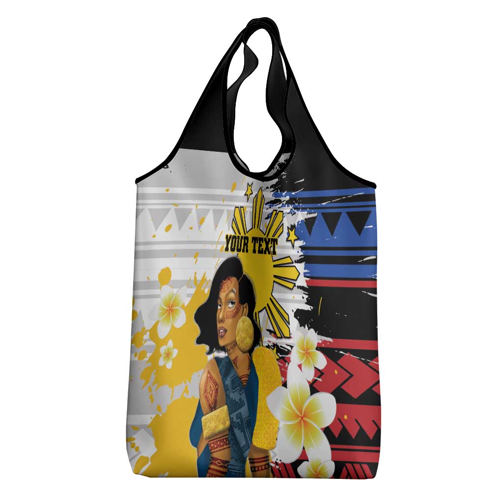 Personalised Philippines Women's Day Grocery Bag Filipino Golden Sun With Polynesian Pattern LT14 - Polynesian Pride