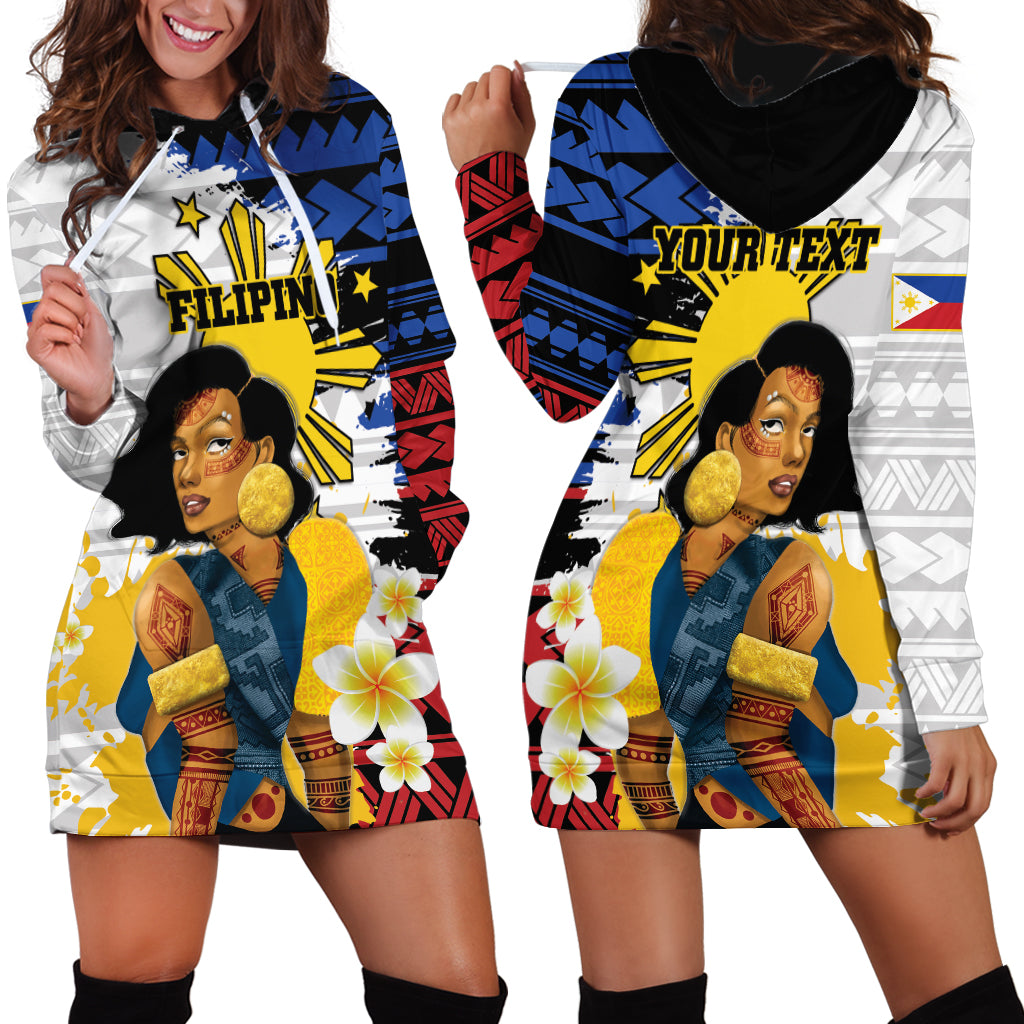 Personalised Philippines Women's Day Hoodie Dress Filipino Golden Sun With Polynesian Pattern LT14 - Polynesian Pride