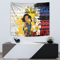 Personalised Philippines Women's Day Tapestry Filipino Golden Sun With Polynesian Pattern