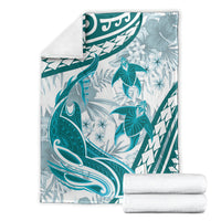 Cyan Polynesia Blanket Polynesian Turtle Shark Tattoo Tropical Vintage LT14 - Polynesian Pride