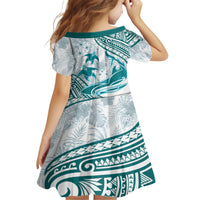 Cyan Polynesia Family Matching Short Sleeve Bodycon Dress and Hawaiian Shirt Polynesian Turtle Shark Tattoo Tropical Vintage LT14 - Polynesian Pride