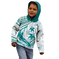 Cyan Polynesia Kid Hoodie Polynesian Turtle Shark Tattoo Tropical Vintage LT14 - Polynesian Pride