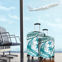 Cyan Polynesia Luggage Cover Polynesian Turtle Shark Tattoo Tropical Vintage
