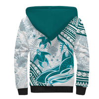 Cyan Polynesia Sherpa Hoodie Polynesian Turtle Shark Tattoo Tropical Vintage LT14 - Polynesian Pride