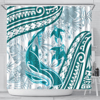 Cyan Polynesia Shower Curtain Polynesian Turtle Shark Tattoo Tropical Vintage LT14 - Polynesian Pride