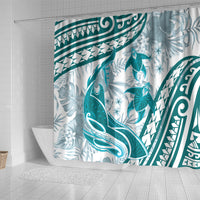 Cyan Polynesia Shower Curtain Polynesian Turtle Shark Tattoo Tropical Vintage LT14 - Polynesian Pride