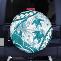 Cyan Polynesia Spare Tire Cover Polynesian Turtle Shark Tattoo Tropical Vintage