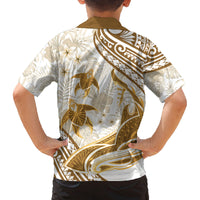 Gold Polynesia Family Matching Long Sleeve Bodycon Dress and Hawaiian Shirt Polynesian Turtle Shark Tattoo Tropical Vintage LT14 - Polynesian Pride