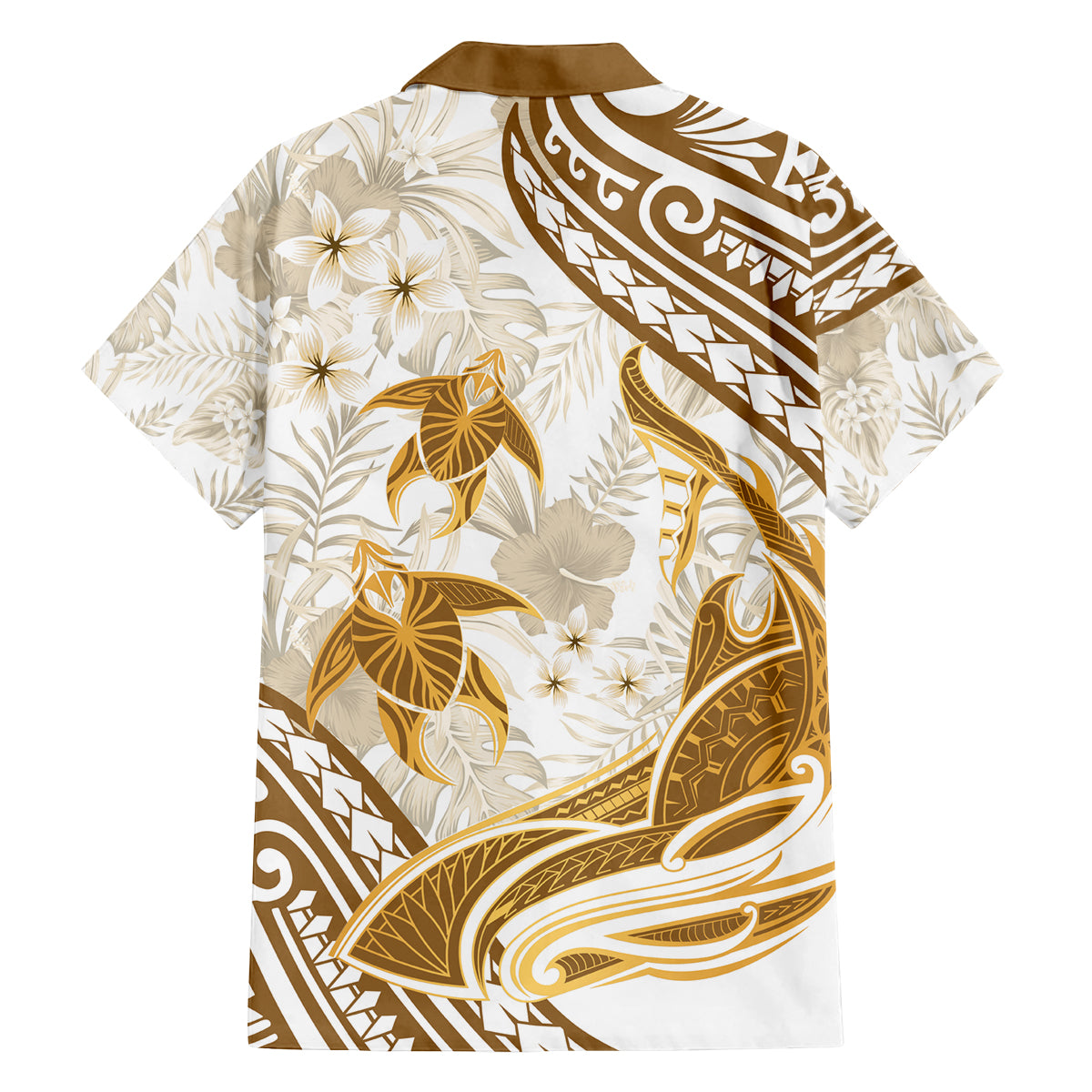 Gold Polynesia Family Matching Long Sleeve Bodycon Dress and Hawaiian Shirt Polynesian Turtle Shark Tattoo Tropical Vintage LT14 - Polynesian Pride