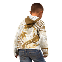 Gold Polynesia Kid Hoodie Polynesian Turtle Shark Tattoo Tropical Vintage LT14 - Polynesian Pride