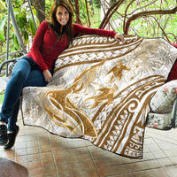 Gold Polynesia Quilt Polynesian Turtle Shark Tattoo Tropical Vintage LT14 - Polynesian Pride