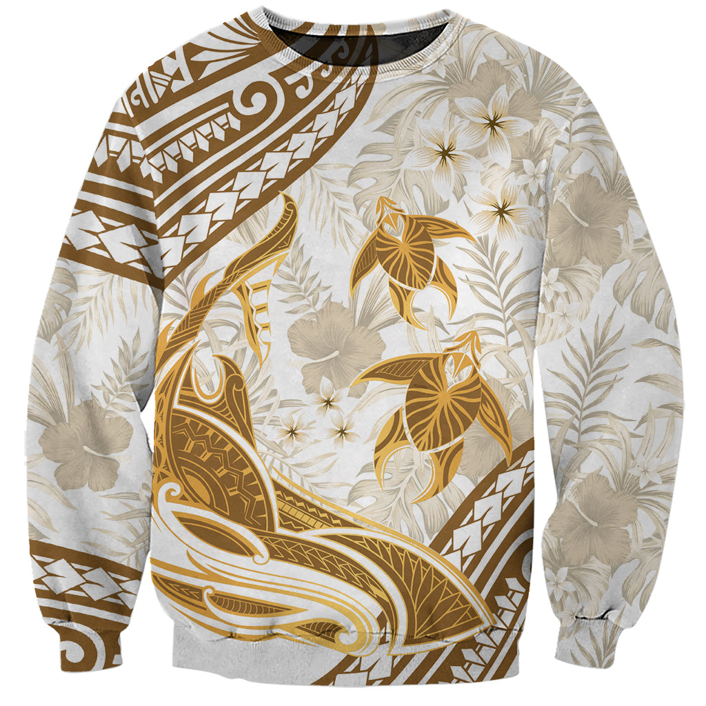 Gold Polynesia Sweatshirt Polynesian Turtle Shark Tattoo Tropical Vintage LT14 Unisex Gold - Polynesian Pride