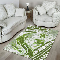 Lime Green Polynesia Area Rug Polynesian Turtle Shark Tattoo Tropical Vintage