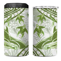 Lime Green Polynesia 4 in 1 Can Cooler Tumbler Polynesian Turtle Shark Tattoo Tropical Vintage