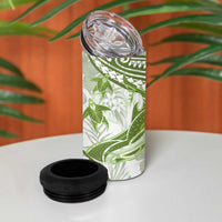 Lime Green Polynesia 4 in 1 Can Cooler Tumbler Polynesian Turtle Shark Tattoo Tropical Vintage