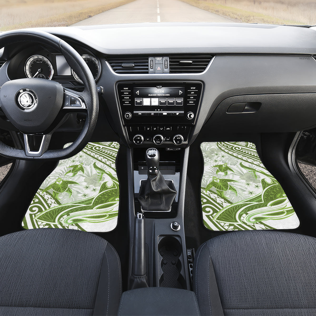 Lime Green Polynesia Car Mats Polynesian Turtle Shark Tattoo Tropical Vintage