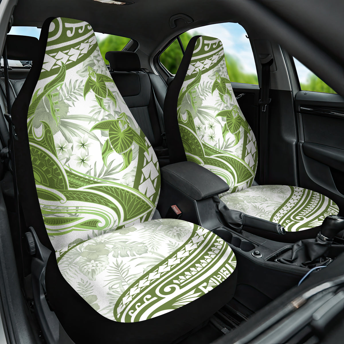 Lime Green Polynesia Car Seat Cover Polynesian Turtle Shark Tattoo Tropical Vintage