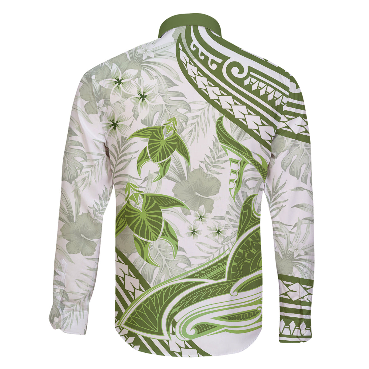 Lime Green Polynesia Family Matching Off Shoulder Long Sleeve Dress and Hawaiian Shirt Polynesian Turtle Shark Tattoo Tropical Vintage LT14 - Polynesian Pride